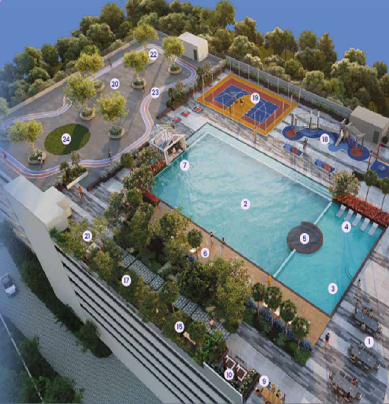 Level 7 Facility Deck at Sevora Residence, artist's impression